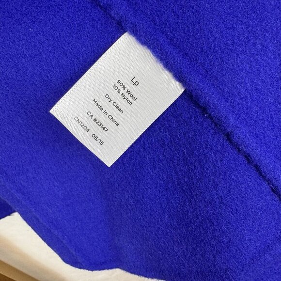 Talbots Royal Blue Wool Blend Collarless Open Front Jacket Sz L Petite EUC - Picture 4 of 5